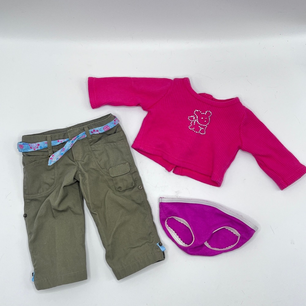 American Girl Coconut Play Outfit Pink Top Green Cargo Pants Retired 2008 Set